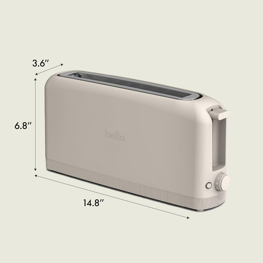 bella Fits-Anywhere™ Slim Toaster, 2 Slice Extra Long & Wide Slot, Oatmilk