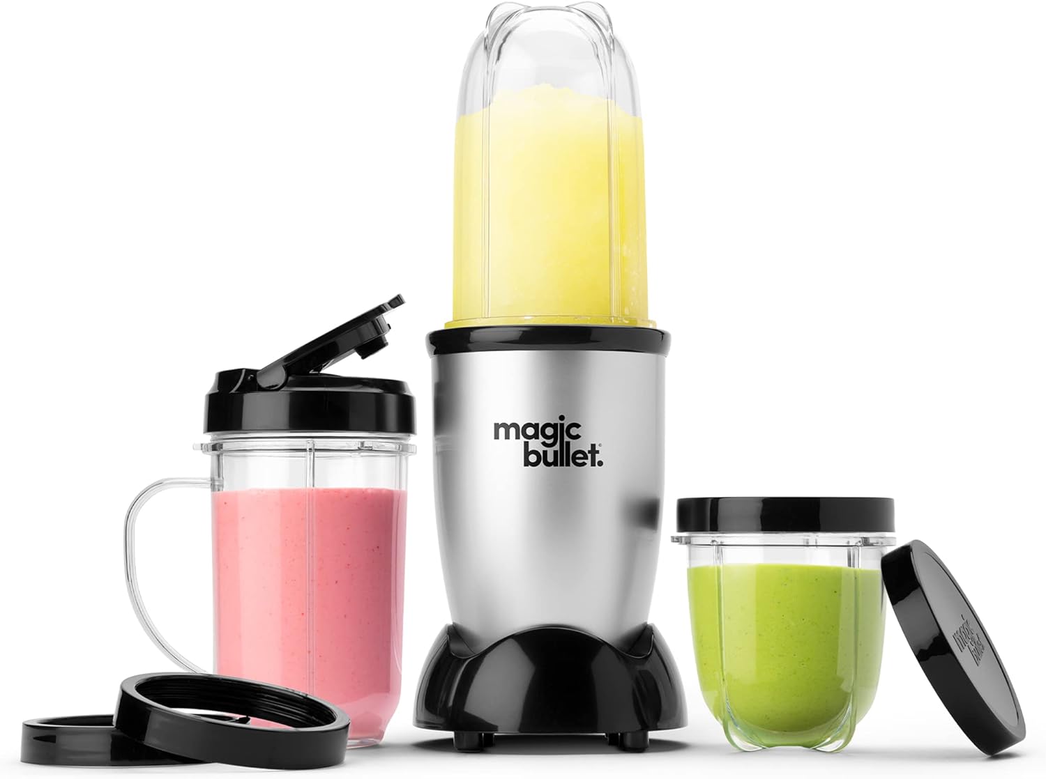 magic bullet Personal Blender for Shakes, Smoothies, Food Prep, and Frozen Blending, 22 Ounces, 250 Watt, Silver, MBR-1101