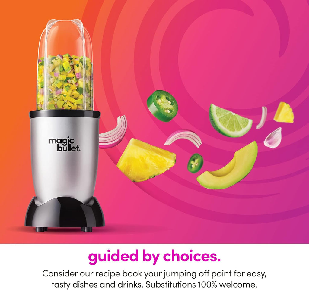 magic bullet Personal Blender for Shakes, Smoothies, Food Prep, and Frozen Blending, 22 Ounces, 250 Watt, Silver, MBR-1101