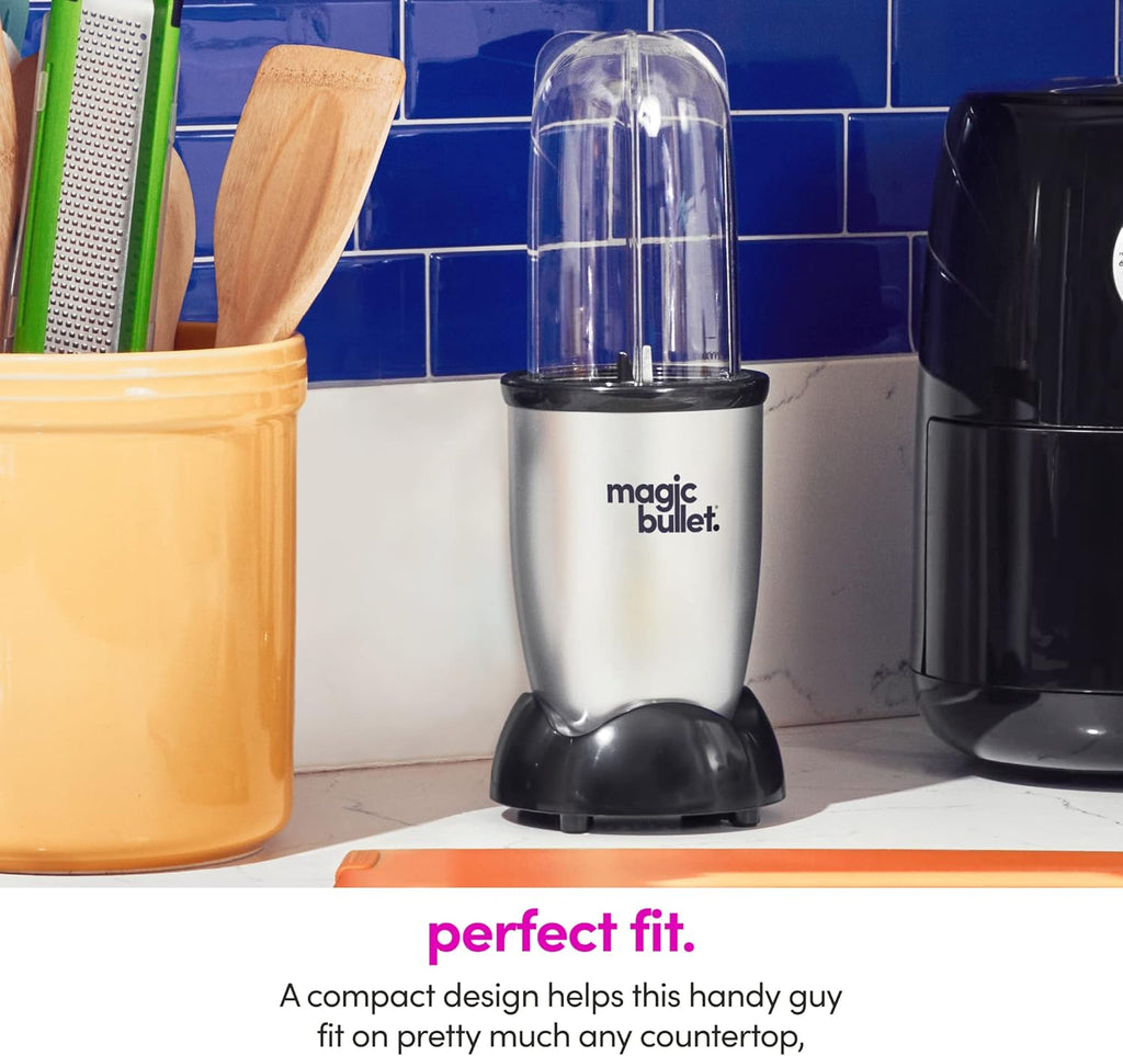 magic bullet Personal Blender for Shakes, Smoothies, Food Prep, and Frozen Blending, 22 Ounces, 250 Watt, Silver, MBR-1101