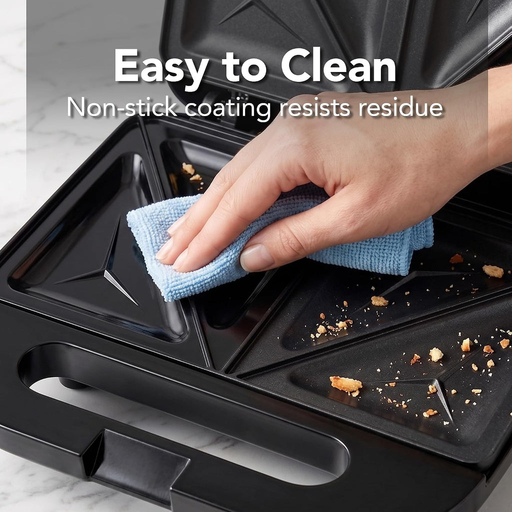 OVENTE Electric Sandwich Maker, 750W Non-Stick Plates, Black GPS401B | Perfect for Grilled Cheese, Tuna Melts, Omelets, French Toast, Breakfast Favorites, Light Meals, and Snacks