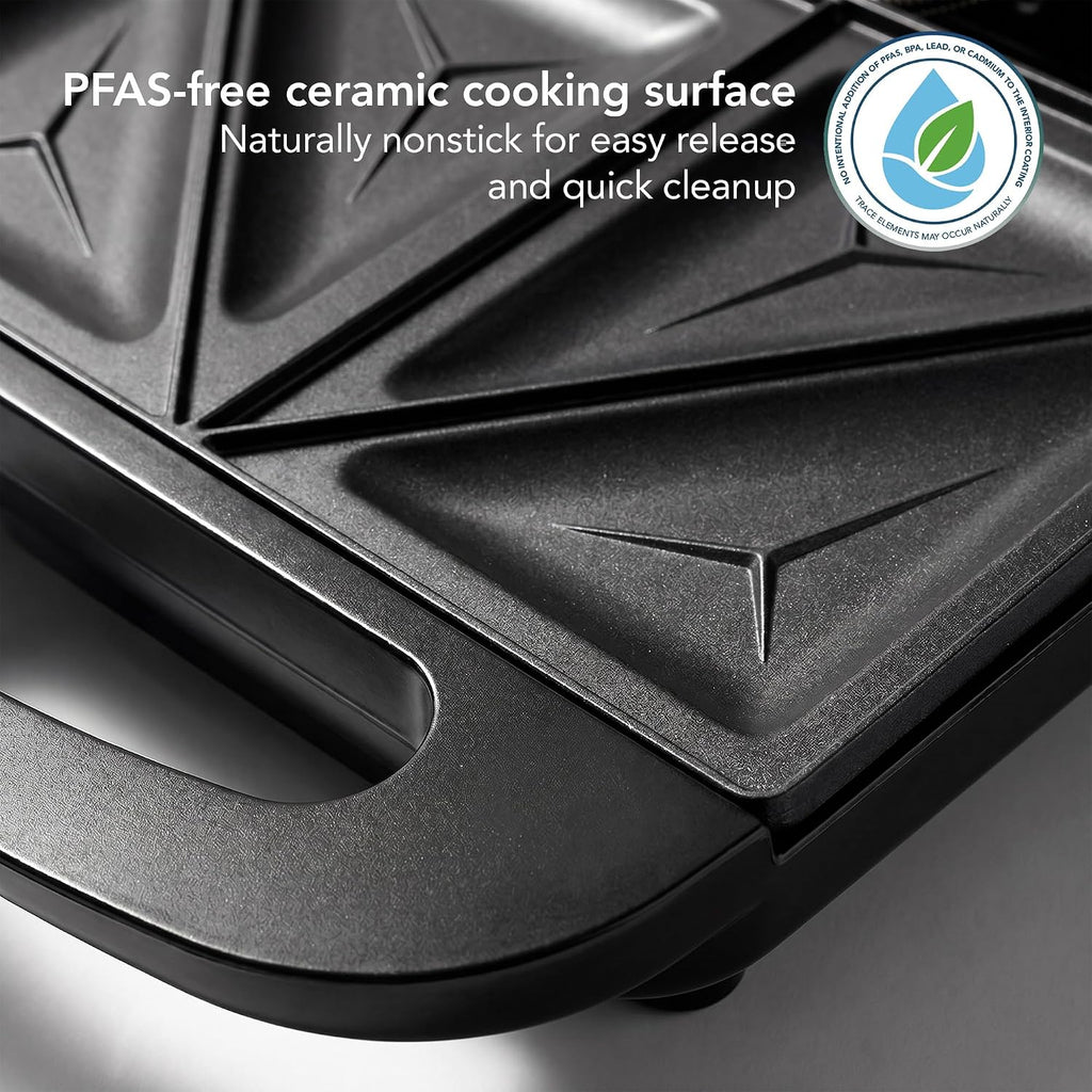 OVENTE Electric Sandwich Maker, 750W Non-Stick Plates, Black GPS401B | Perfect for Grilled Cheese, Tuna Melts, Omelets, French Toast, Breakfast Favorites, Light Meals, and Snacks