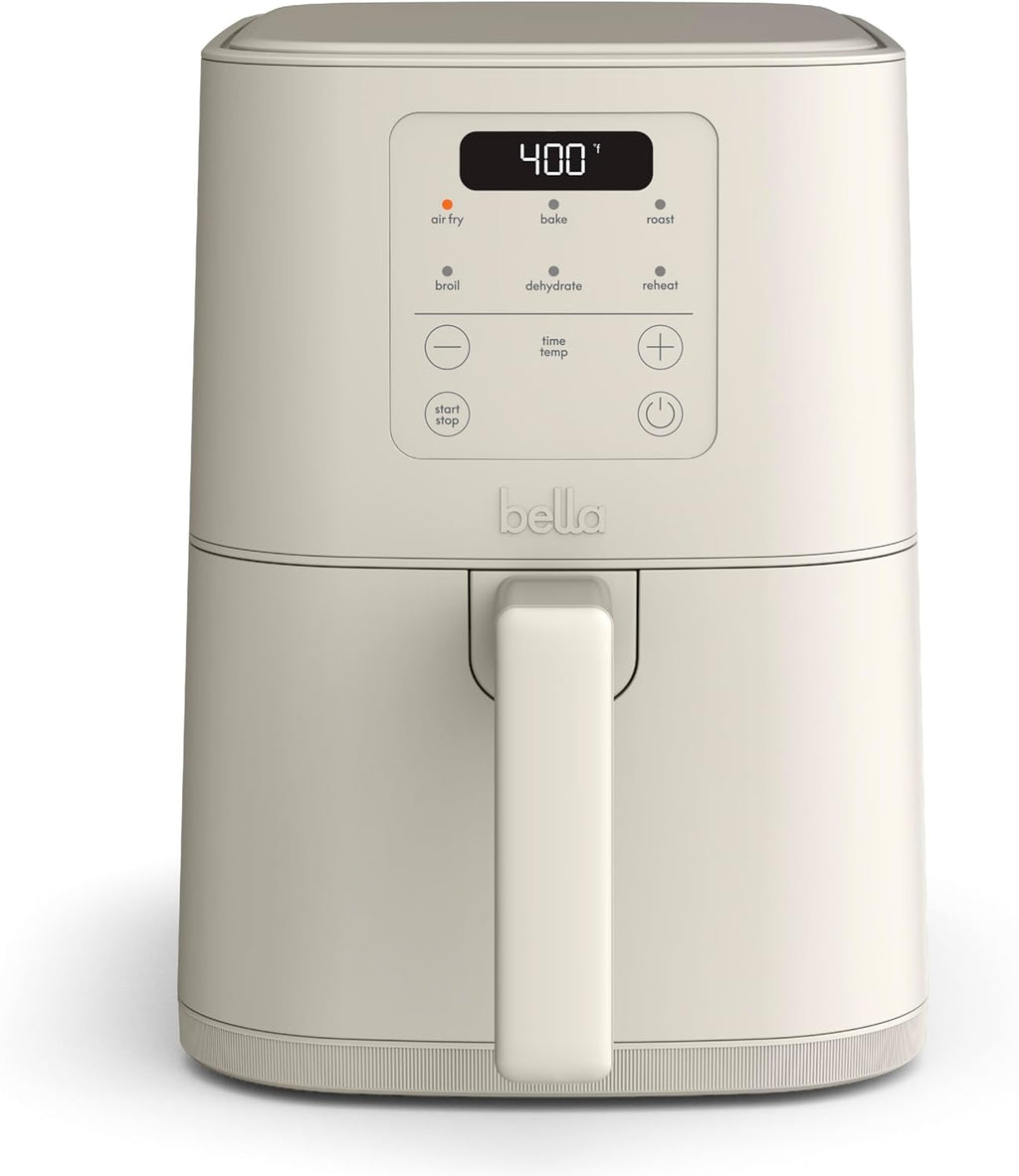 bella Fits-anywhere™ Slim Air Fryer, 4qt Ceramic Airfryer, Oatmilk