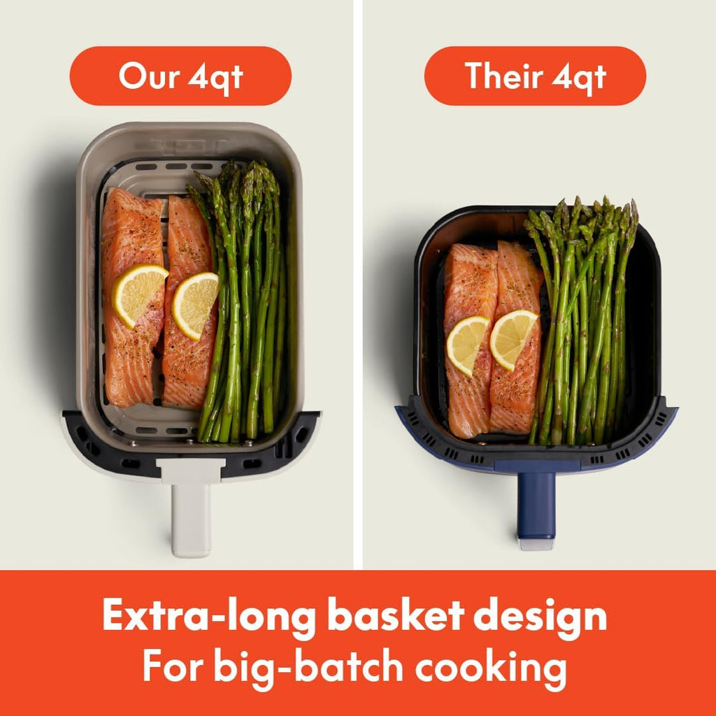 bella Fits-anywhere™ Slim Air Fryer, 4qt Ceramic Airfryer, Oatmilk
