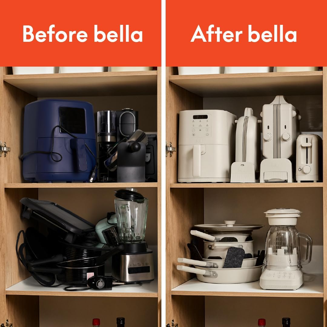 bella Fits-anywhere™ Slim Air Fryer, 4qt Ceramic Airfryer, Oatmilk