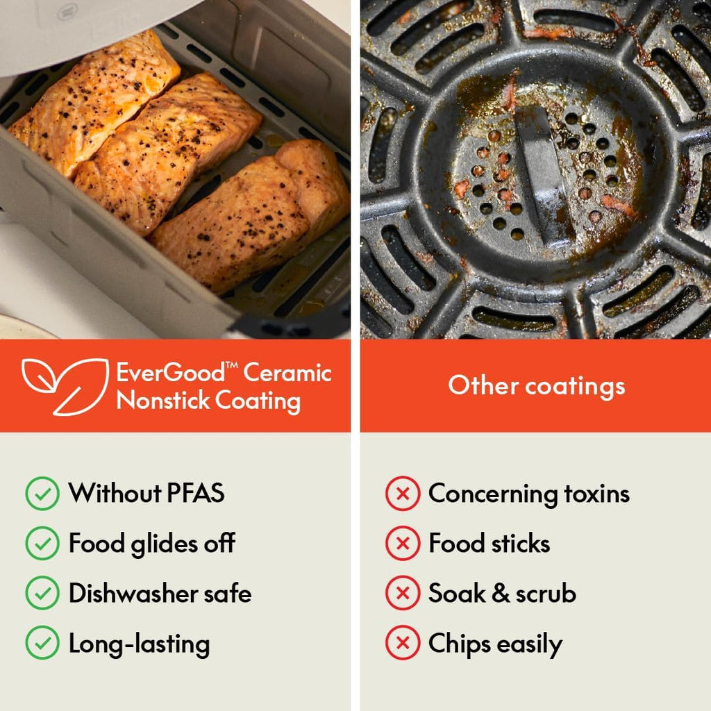 bella Fits-anywhere™ Slim Air Fryer, 4qt Ceramic Airfryer, Oatmilk