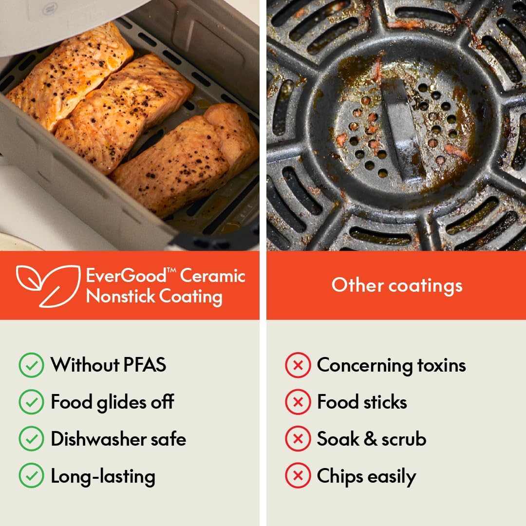 bella Fits-anywhere™ Slim Air Fryer, 4qt Ceramic Airfryer, Oatmilk