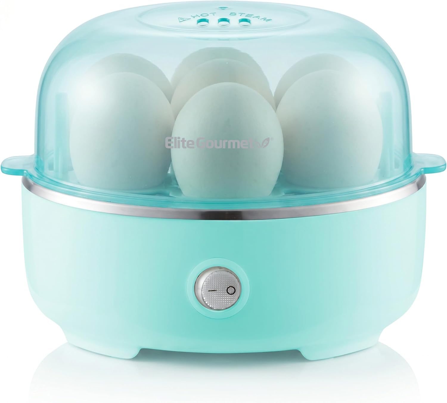 Elite Gourmet EGC115M Easy Egg Cooker, 7-Egg, BPA-Free, Retro Mint | Cooks soft, medium, or hard-boiled eggs with auto shut-off - electric operation - includes measuring cup