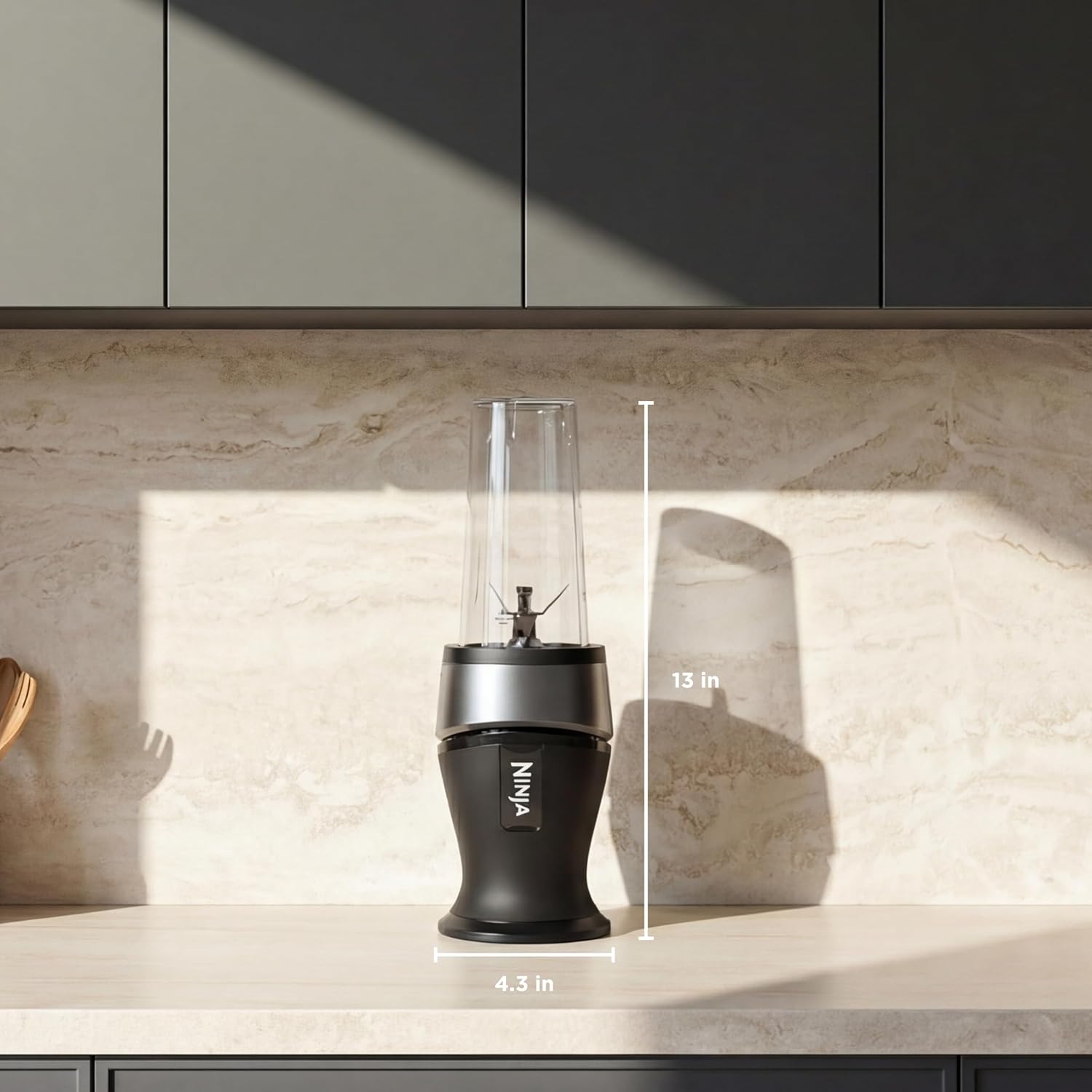 Ninja Fit Compact Personal Blender, 700W, (2) 16oz Cups, QB3001SS | 700-watt base blends smoothies, shakes & frozen drinks. (2) 16-oz to-go cups w/ spout lids. Dishwasher safe.