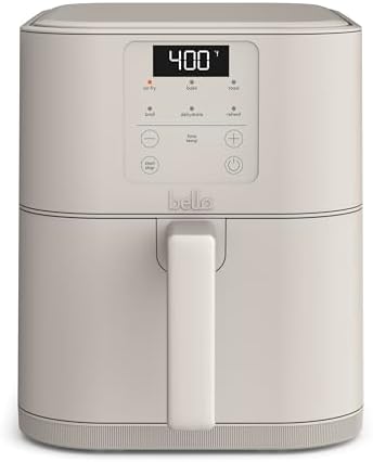 bella Fits-anywhere™ Slim Air Fryer, 4qt Ceramic Airfryer, Oatmilk