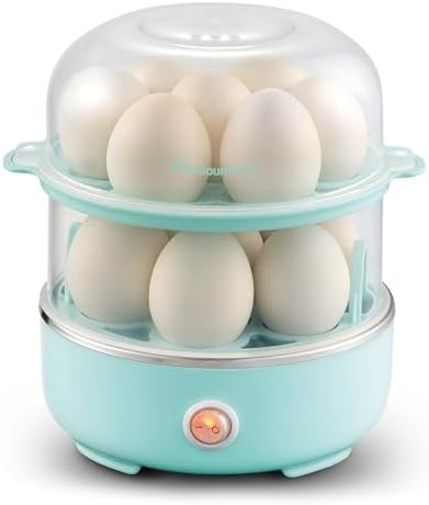 Elite Gourmet EGC115M Easy Egg Cooker, 7-Egg, BPA-Free, Retro Mint | Cooks soft, medium, or hard-boiled eggs with auto shut-off - electric operation - includes measuring cup