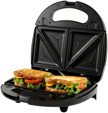 OVENTE Electric Sandwich Maker, 750W Non-Stick Plates, Black GPS401B | Perfect for Grilled Cheese, Tuna Melts, Omelets, French Toast, Breakfast Favorites, Light Meals, and Snacks