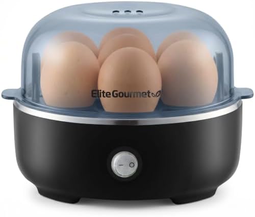 Elite Gourmet EGC115M Easy Egg Cooker, 7-Egg, BPA-Free, Retro Mint | Cooks soft, medium, or hard-boiled eggs with auto shut-off - electric operation - includes measuring cup