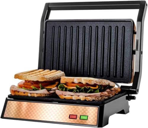OVENTE Electric Sandwich Maker, 750W Non-Stick Plates, Black GPS401B | Perfect for Grilled Cheese, Tuna Melts, Omelets, French Toast, Breakfast Favorites, Light Meals, and Snacks