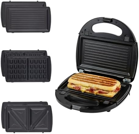 OVENTE Electric Sandwich Maker, 750W Non-Stick Plates, Black GPS401B | Perfect for Grilled Cheese, Tuna Melts, Omelets, French Toast, Breakfast Favorites, Light Meals, and Snacks