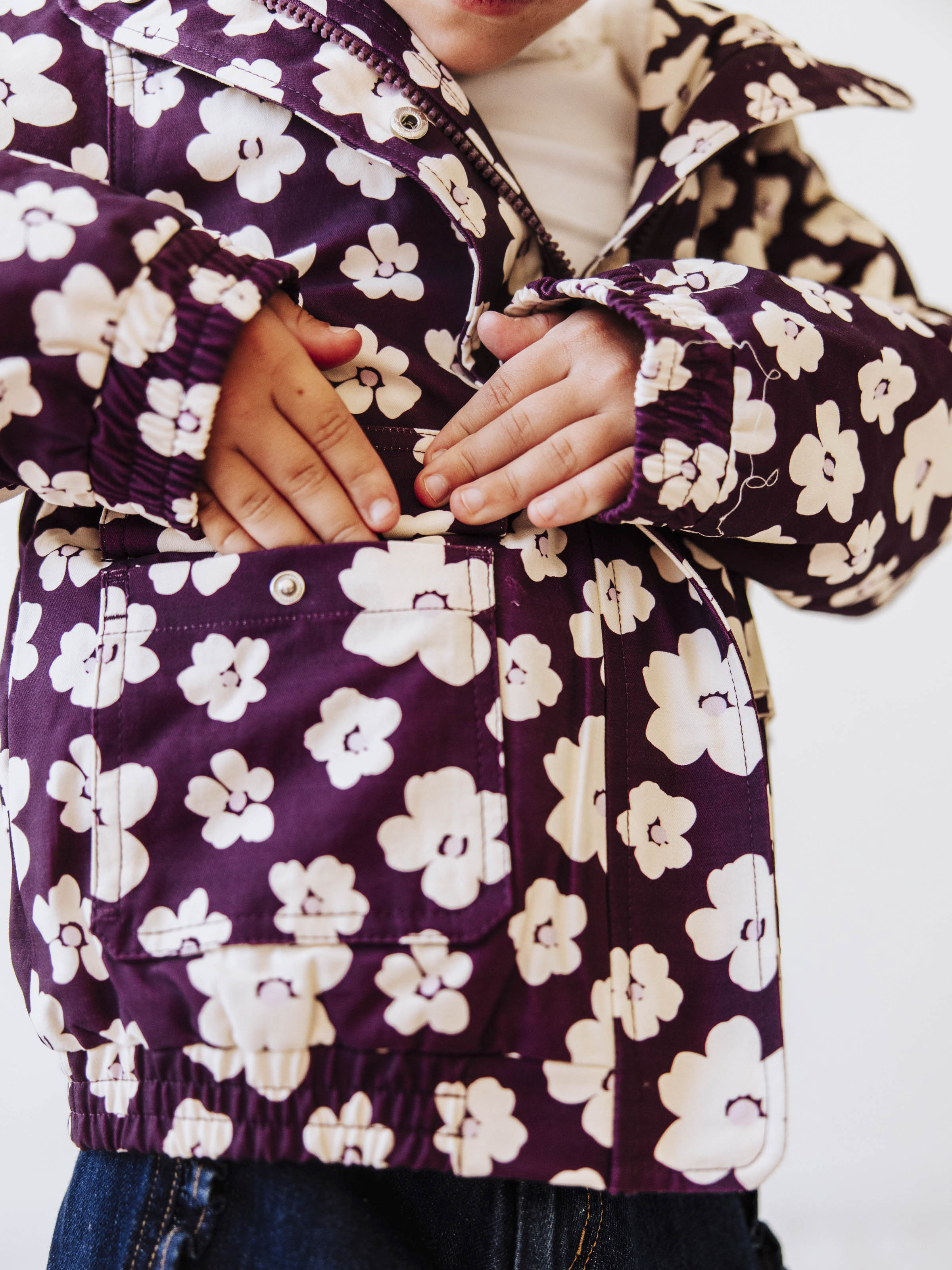 Sherpa Lined Hooded Jacket - Sugar Plum Floral